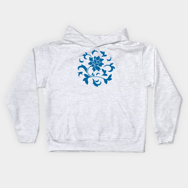 Oriental Flower – Snorkel Blue – Circular Kids Hoodie by DesignEnrich